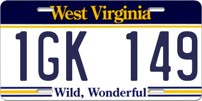 WV license plate 1GK149