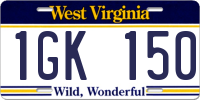 WV license plate 1GK150