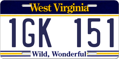 WV license plate 1GK151