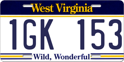 WV license plate 1GK153