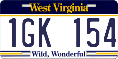 WV license plate 1GK154