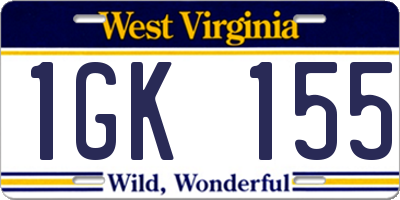 WV license plate 1GK155