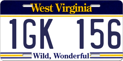 WV license plate 1GK156
