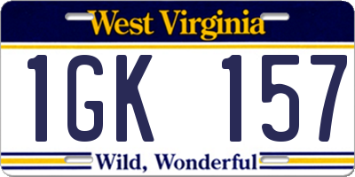 WV license plate 1GK157