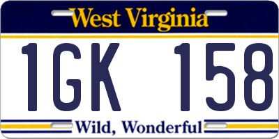 WV license plate 1GK158
