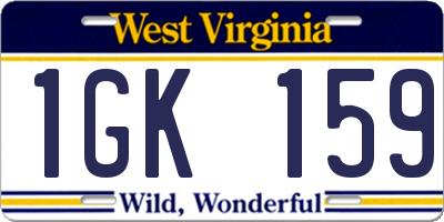 WV license plate 1GK159