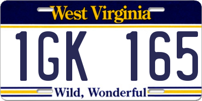 WV license plate 1GK165