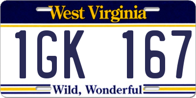 WV license plate 1GK167