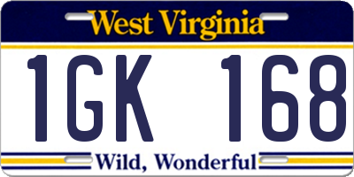 WV license plate 1GK168