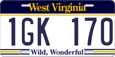 WV license plate 1GK170