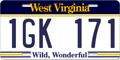 WV license plate 1GK171