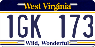 WV license plate 1GK173