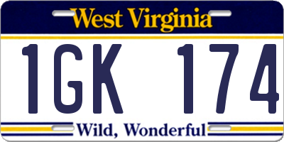 WV license plate 1GK174