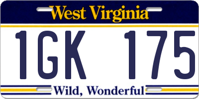 WV license plate 1GK175