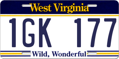 WV license plate 1GK177