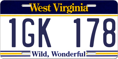 WV license plate 1GK178