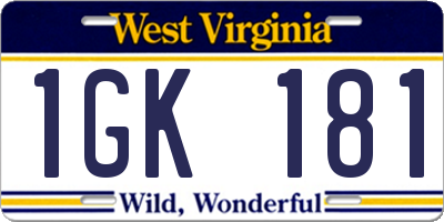 WV license plate 1GK181