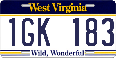 WV license plate 1GK183