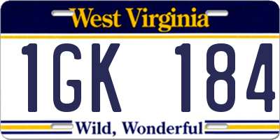 WV license plate 1GK184