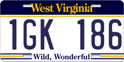 WV license plate 1GK186