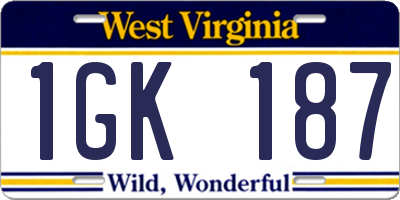 WV license plate 1GK187