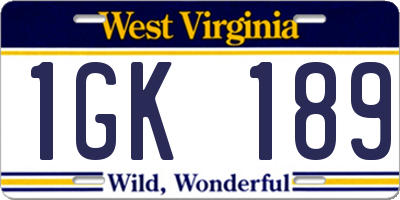 WV license plate 1GK189