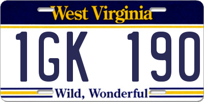 WV license plate 1GK190