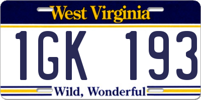 WV license plate 1GK193