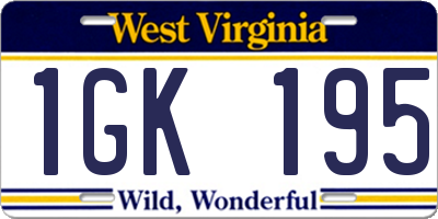 WV license plate 1GK195
