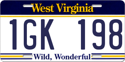 WV license plate 1GK198