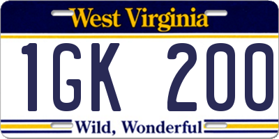 WV license plate 1GK200