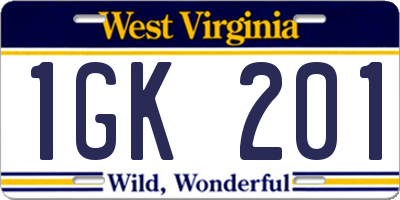 WV license plate 1GK201