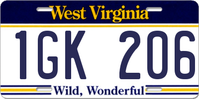 WV license plate 1GK206