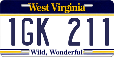 WV license plate 1GK211
