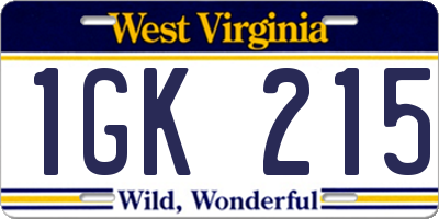 WV license plate 1GK215