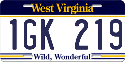 WV license plate 1GK219