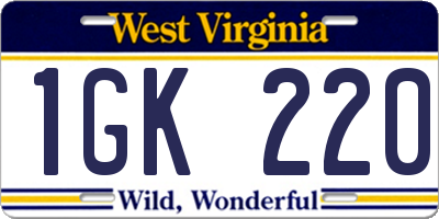 WV license plate 1GK220