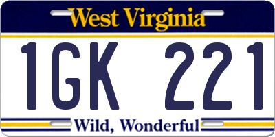 WV license plate 1GK221