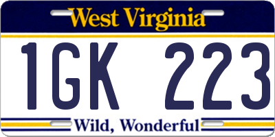 WV license plate 1GK223
