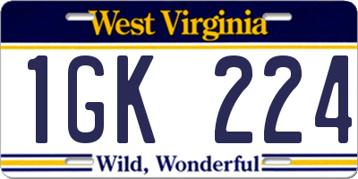WV license plate 1GK224