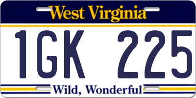 WV license plate 1GK225