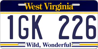 WV license plate 1GK226