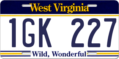 WV license plate 1GK227