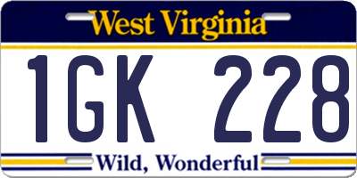WV license plate 1GK228