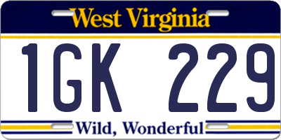 WV license plate 1GK229
