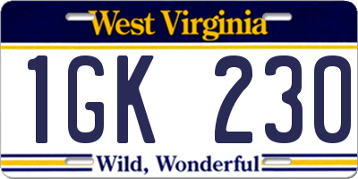 WV license plate 1GK230