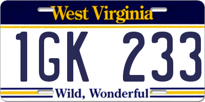 WV license plate 1GK233