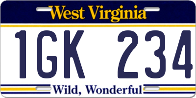 WV license plate 1GK234