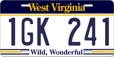 WV license plate 1GK241