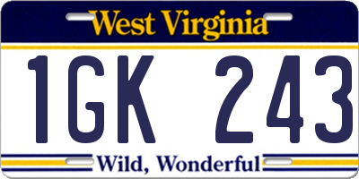 WV license plate 1GK243
